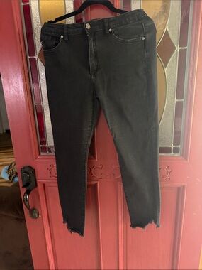 Kancan Black Distressed Hem Skinny Jeans